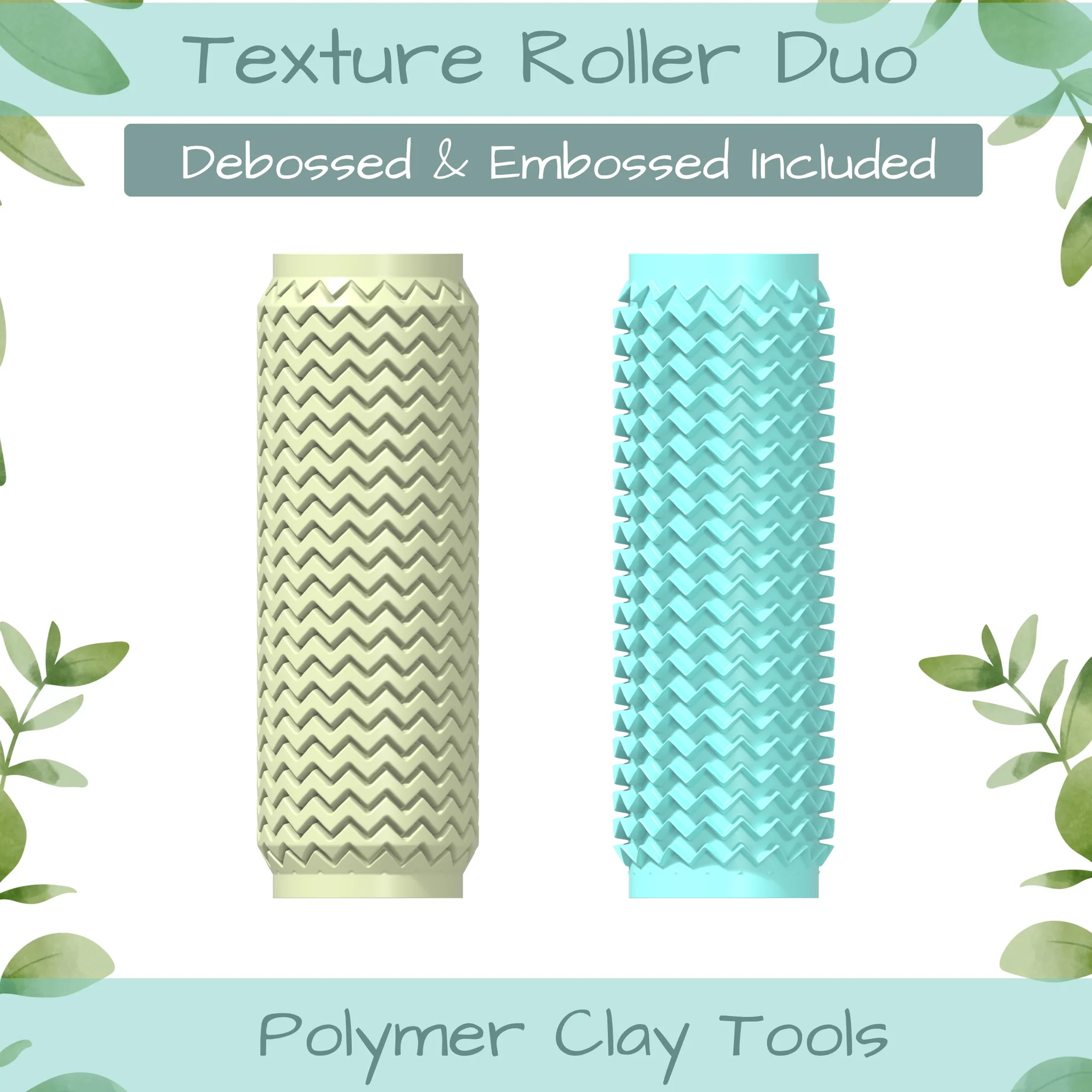 Pat Geo No. 12 Polymer Clay Texture Roller Duo