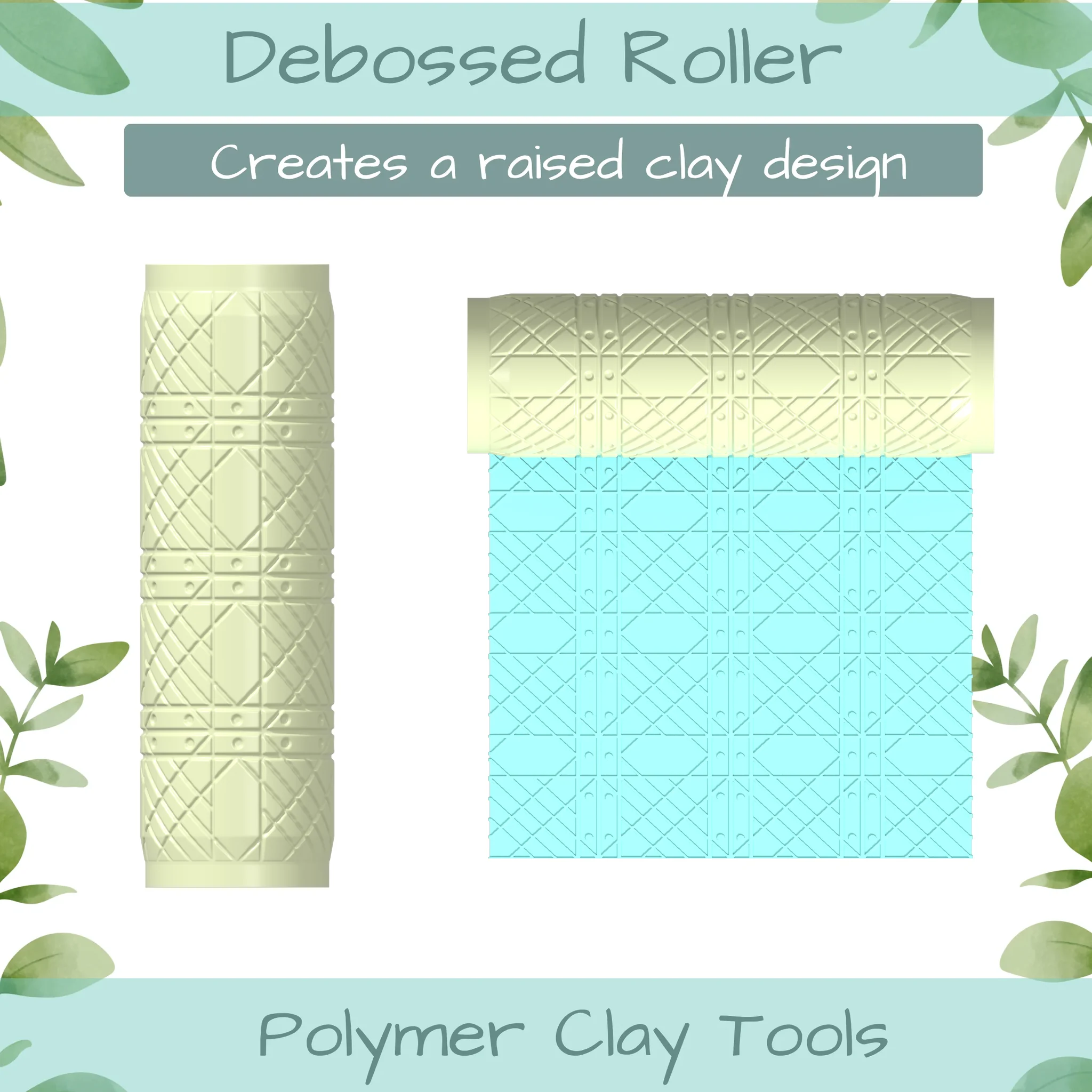 Pat Geo No. 3 Polymer Clay Texture Roller Duo