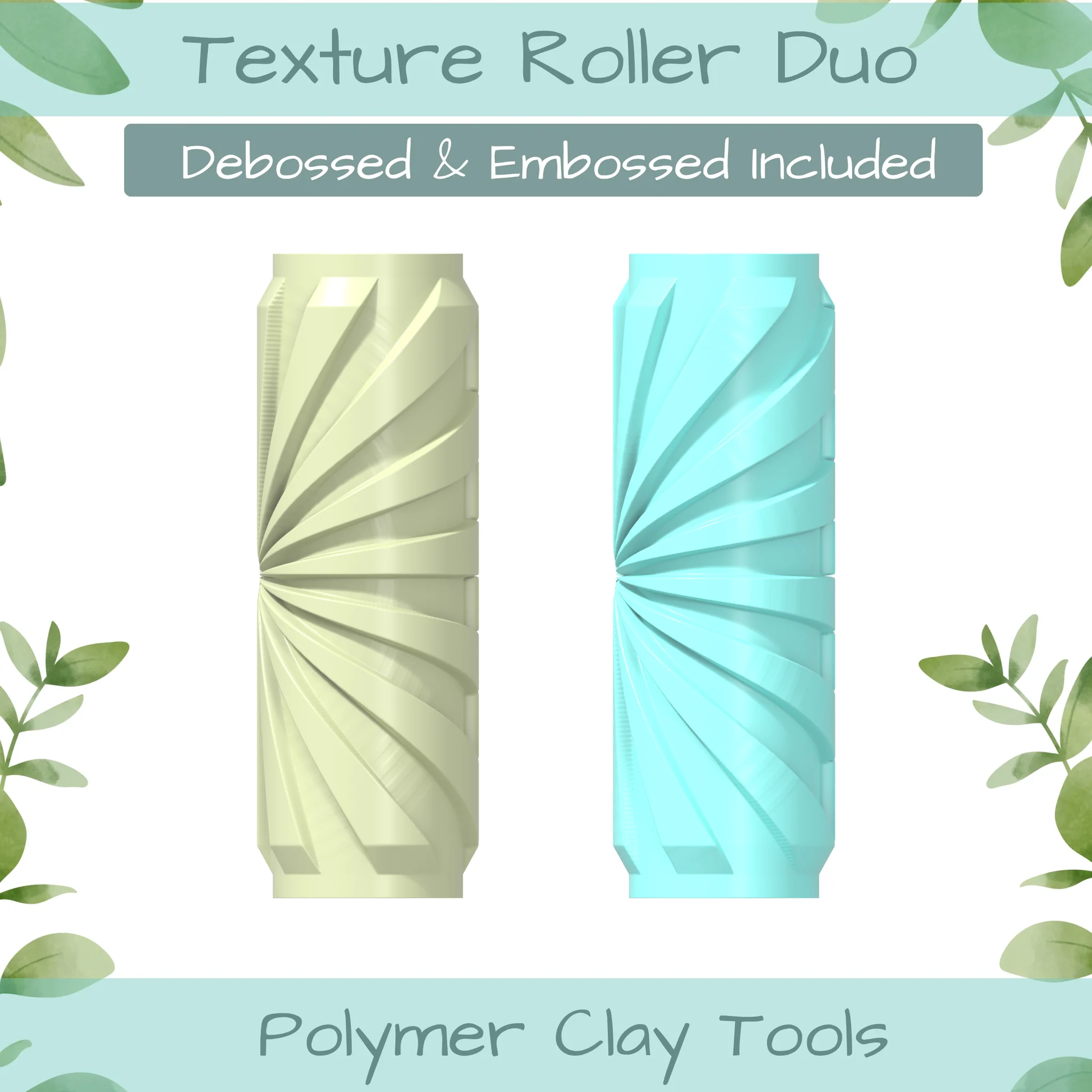 Pat Geo No. 7 Polymer Clay Texture Roller Duo