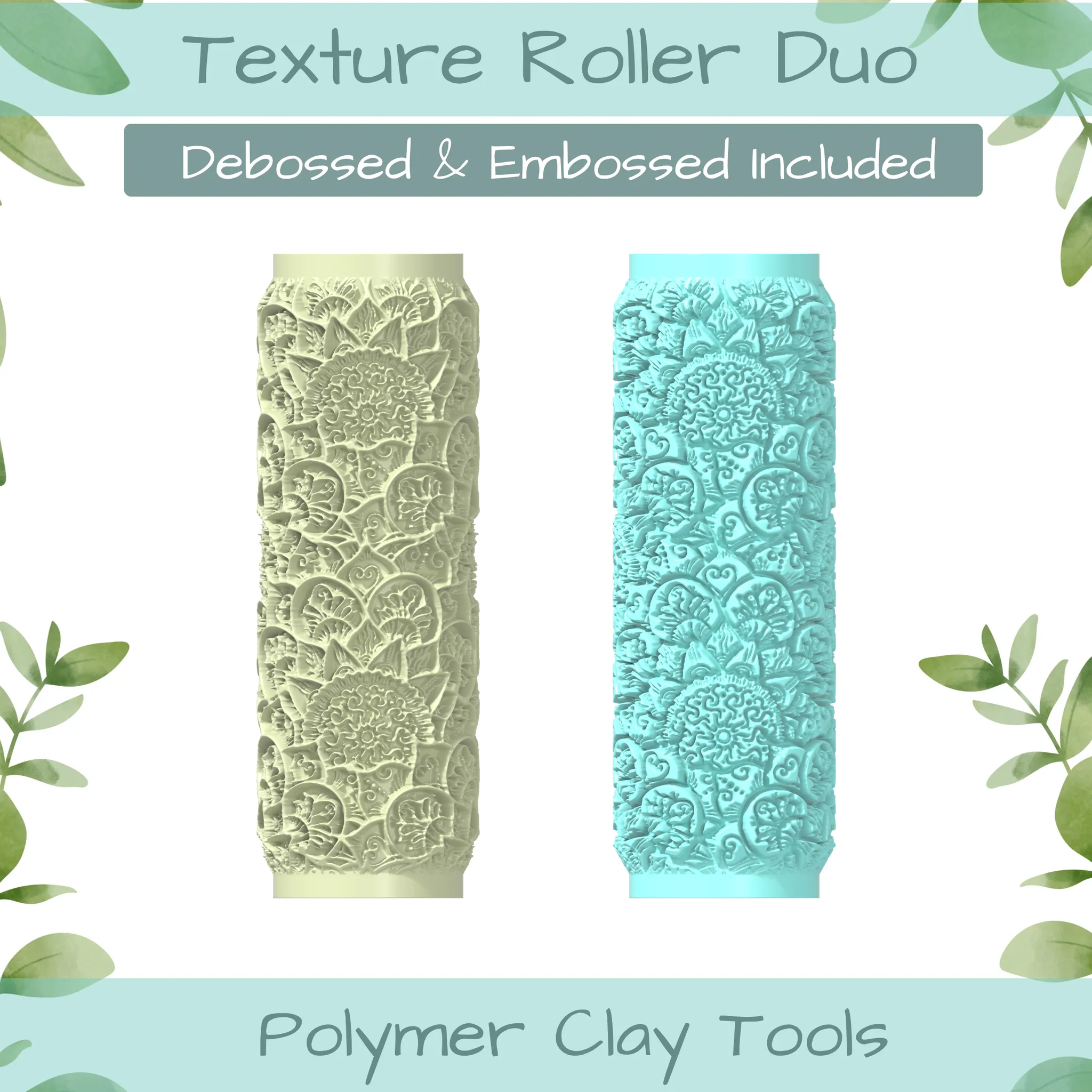 Pat Mandala No. 2 Polymer Clay Texture Roller Duo
