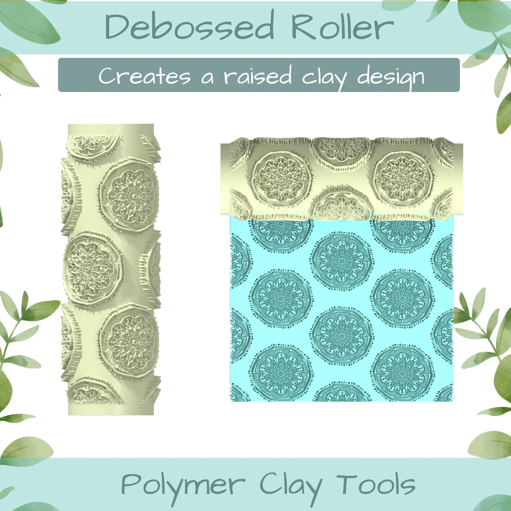 Pat Mandala No. 4 Polymer Clay Texture Roller Duo