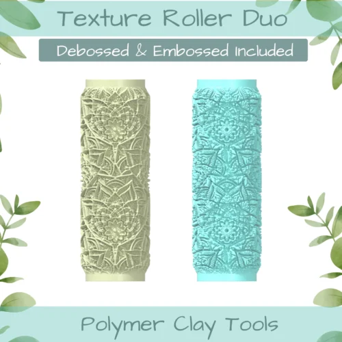 Pat Mandala No. 5 Polymer Clay Texture Roller Duo - Image 1