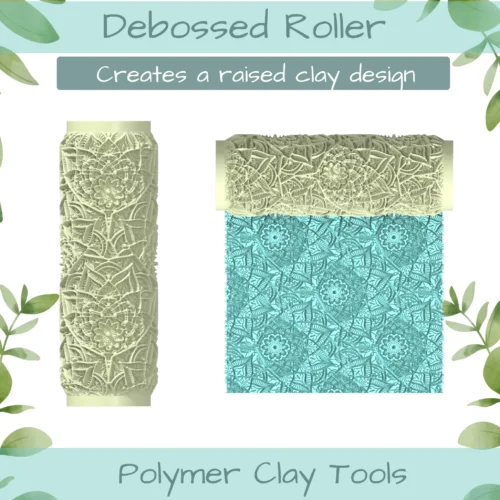 Pat Mandala No. 5 Polymer Clay Texture Roller Duo - Image 2