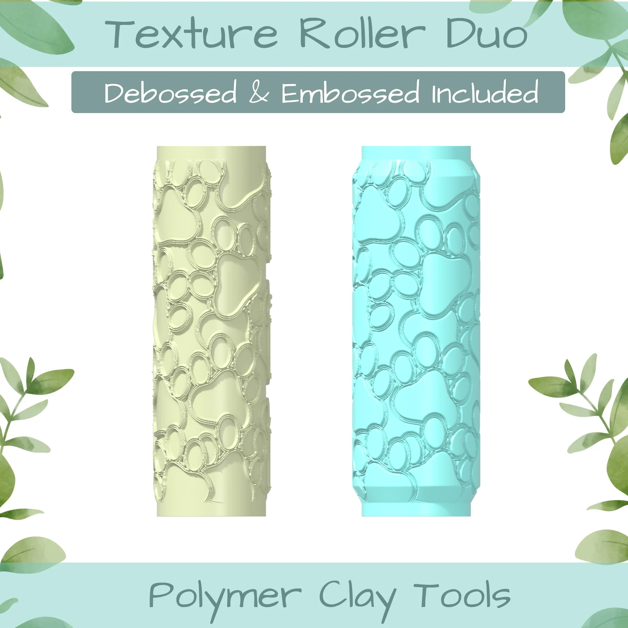 paws No. 1 Polymer Clay Texture Roller Duo