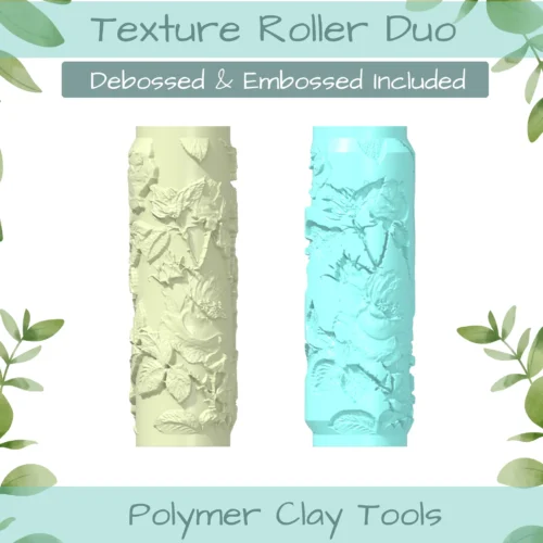 Roses No. 2 Polymer Clay Texture Roller Duo - Image 1