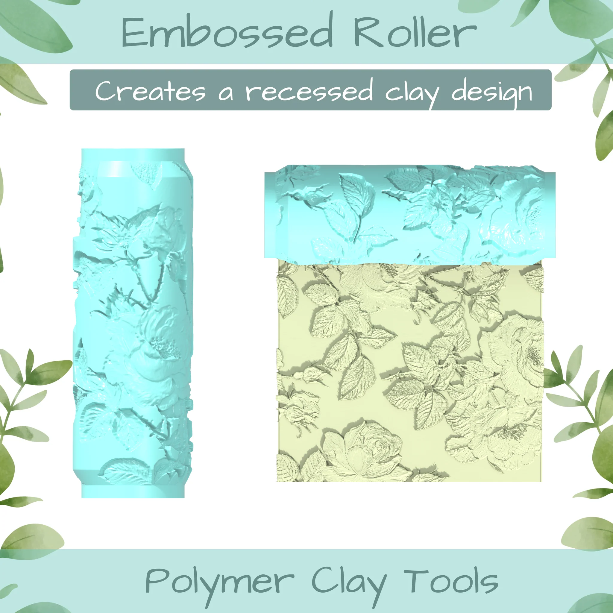Roses No. 2 Polymer Clay Texture Roller Duo