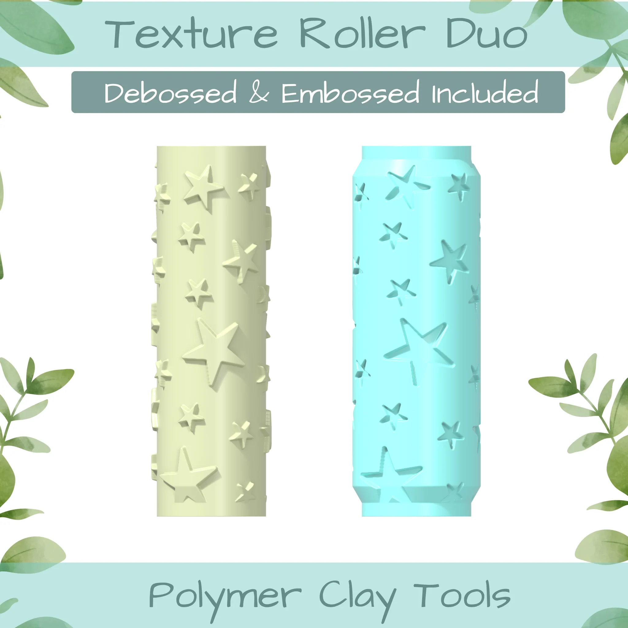 stars Polymer Clay Texture Roller Duo