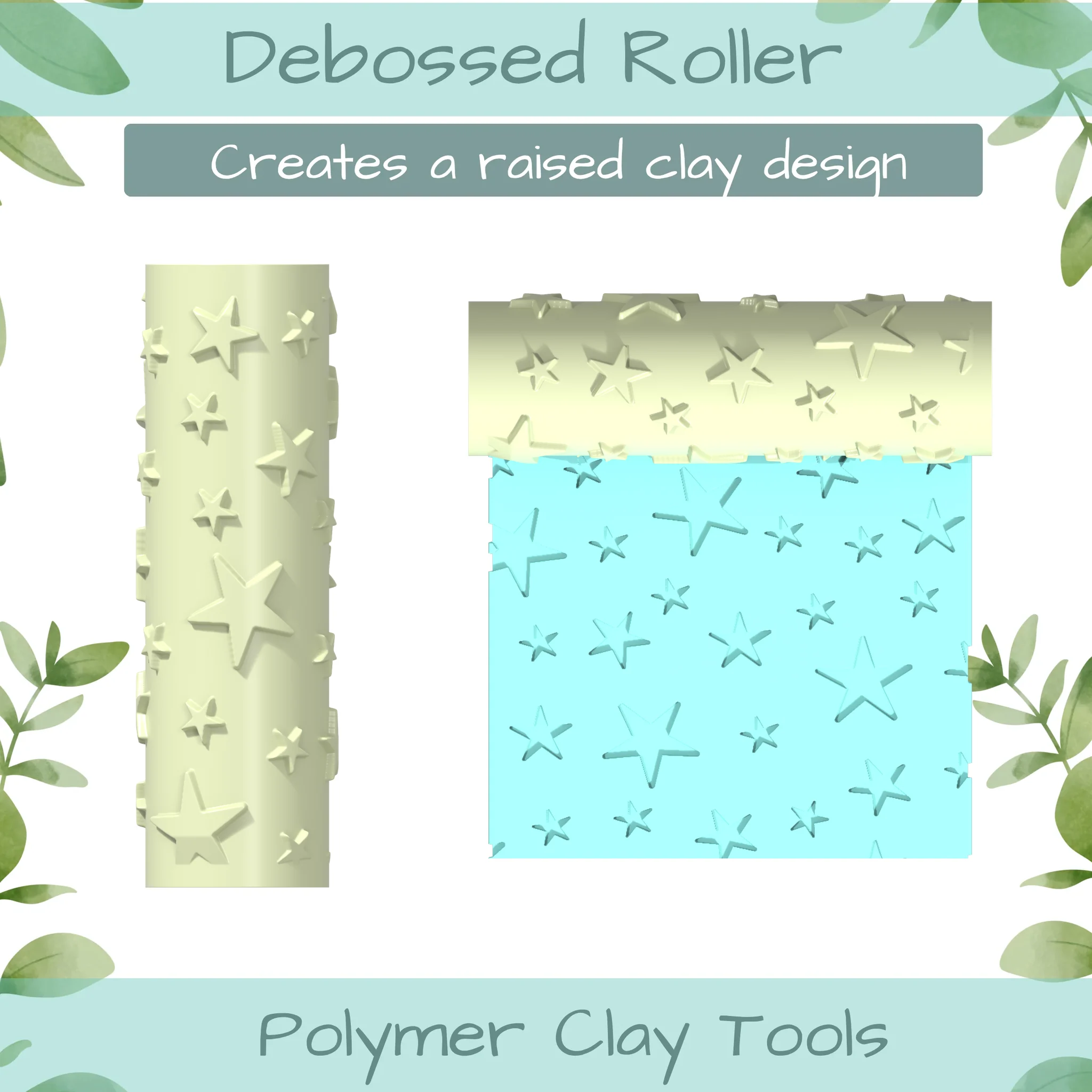 stars Polymer Clay Texture Roller Duo