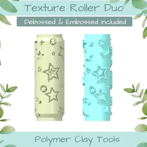 Stars No. 2 Polymer Clay Texture Roller Duo - Image 1