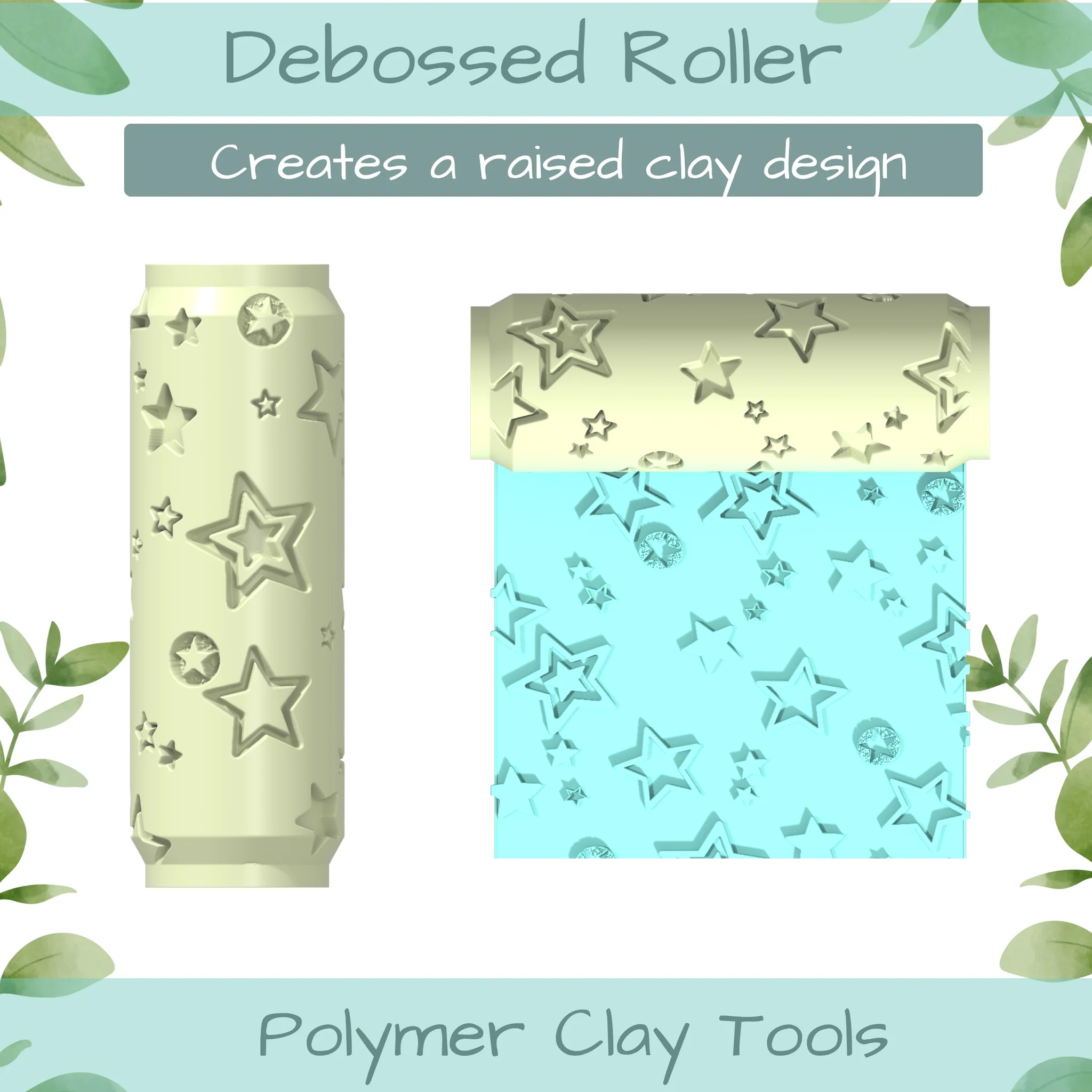 Stars No. 2 Polymer Clay Texture Roller Duo