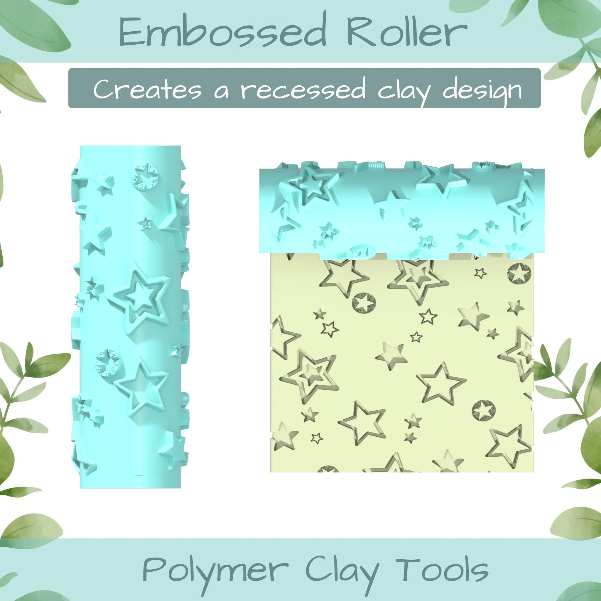 Stars No. 2 Polymer Clay Texture Roller Duo