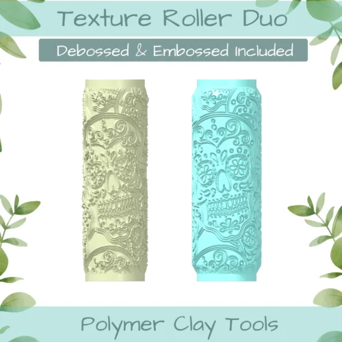Sugar Skull Polymer Clay Texture Roller Duo - Image 1
