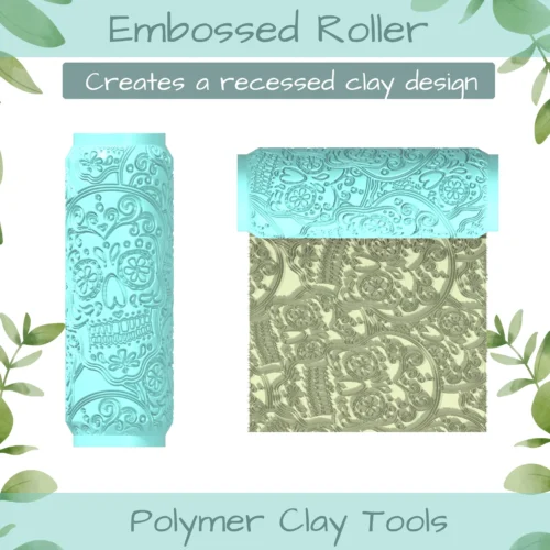 Sugar Skull Polymer Clay Texture Roller Duo - Image 3