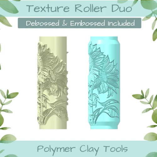 Sunflowers No. 2 Polymer Clay Texture Roller Duo - Image 1