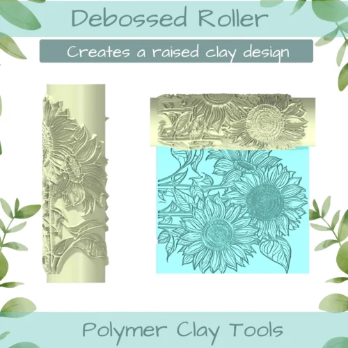 Sunflowers No. 2 Polymer Clay Texture Roller Duo - Image 2