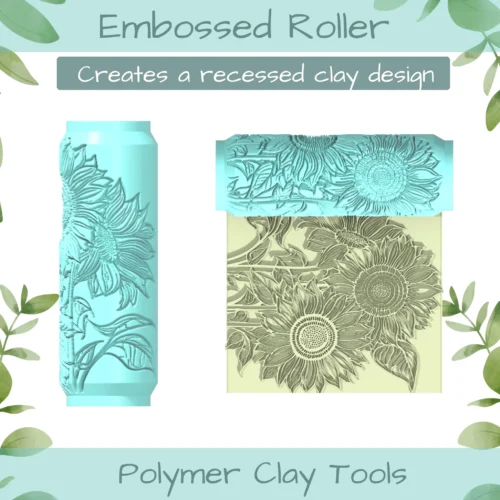 Sunflowers No. 2 Polymer Clay Texture Roller Duo - Image 3