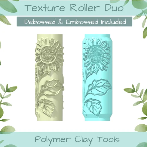 Sunflowers No. 3 Polymer Clay Texture Roller Duo - Image 1