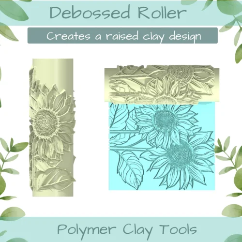 Sunflowers No. 4 Polymer Clay Texture Roller Duo - Image 2