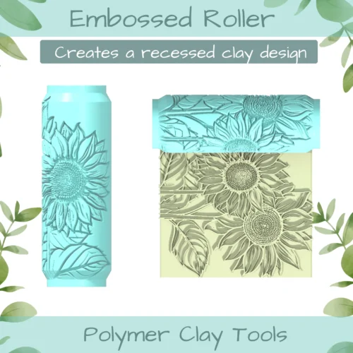 Sunflowers No. 4 Polymer Clay Texture Roller Duo - Image 3