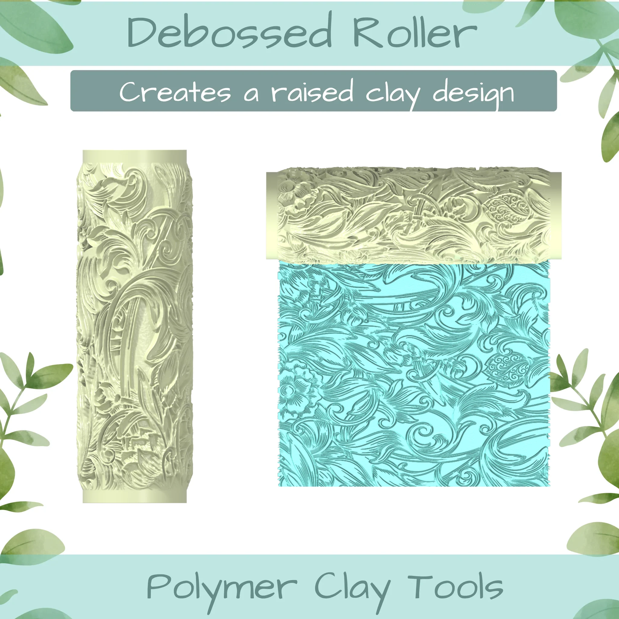 swirls Polymer Clay Texture Roller Duo