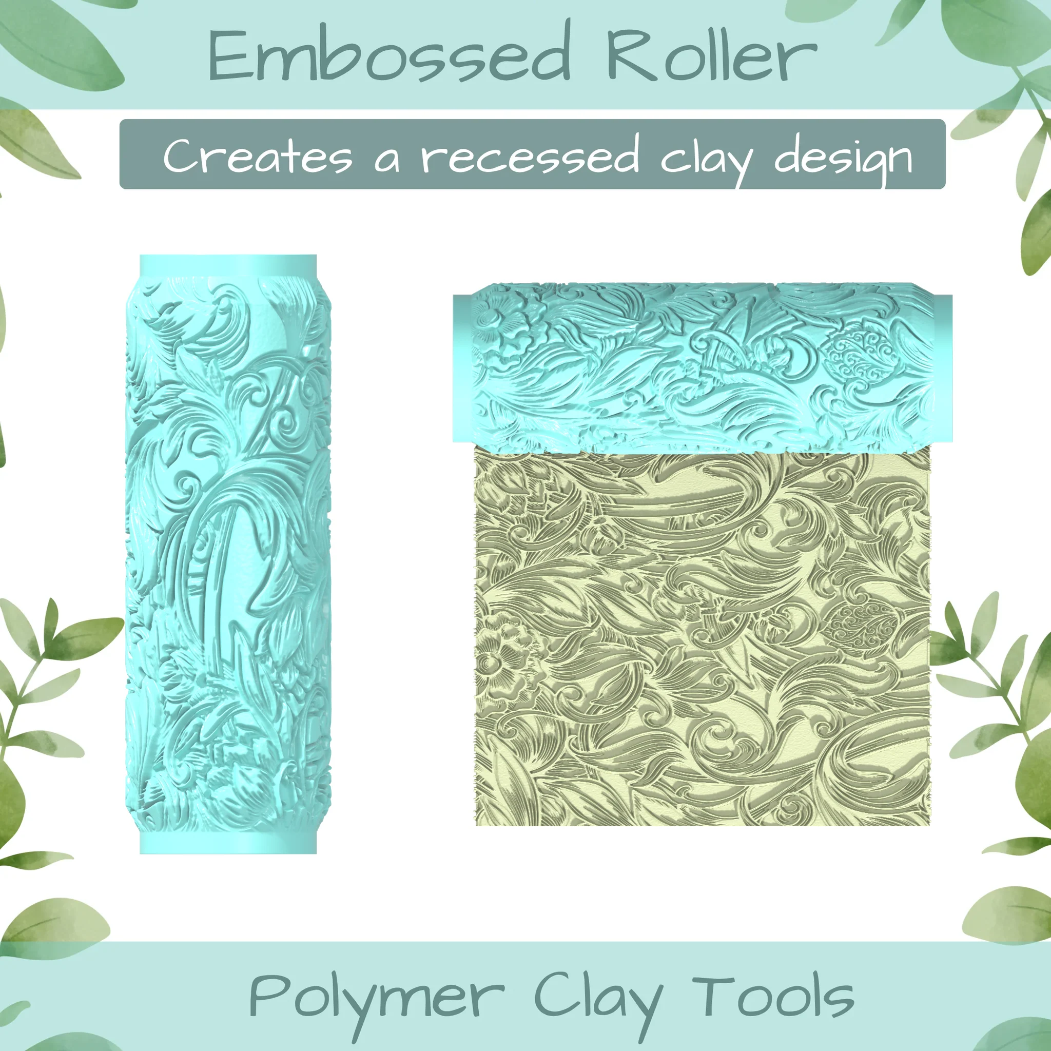 swirls Polymer Clay Texture Roller Duo