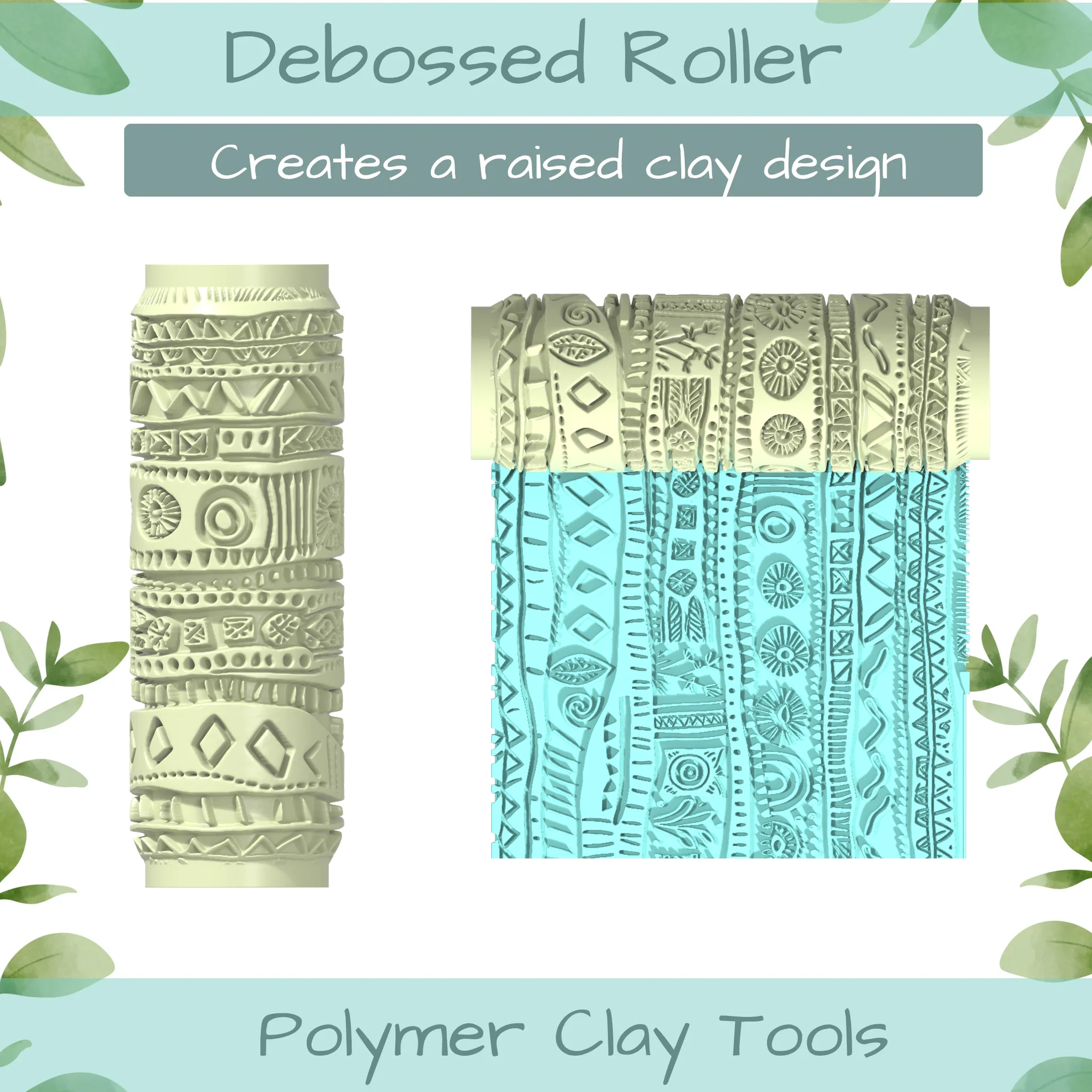 Tribal No. 1 Polymer Clay Texture Roller Duo