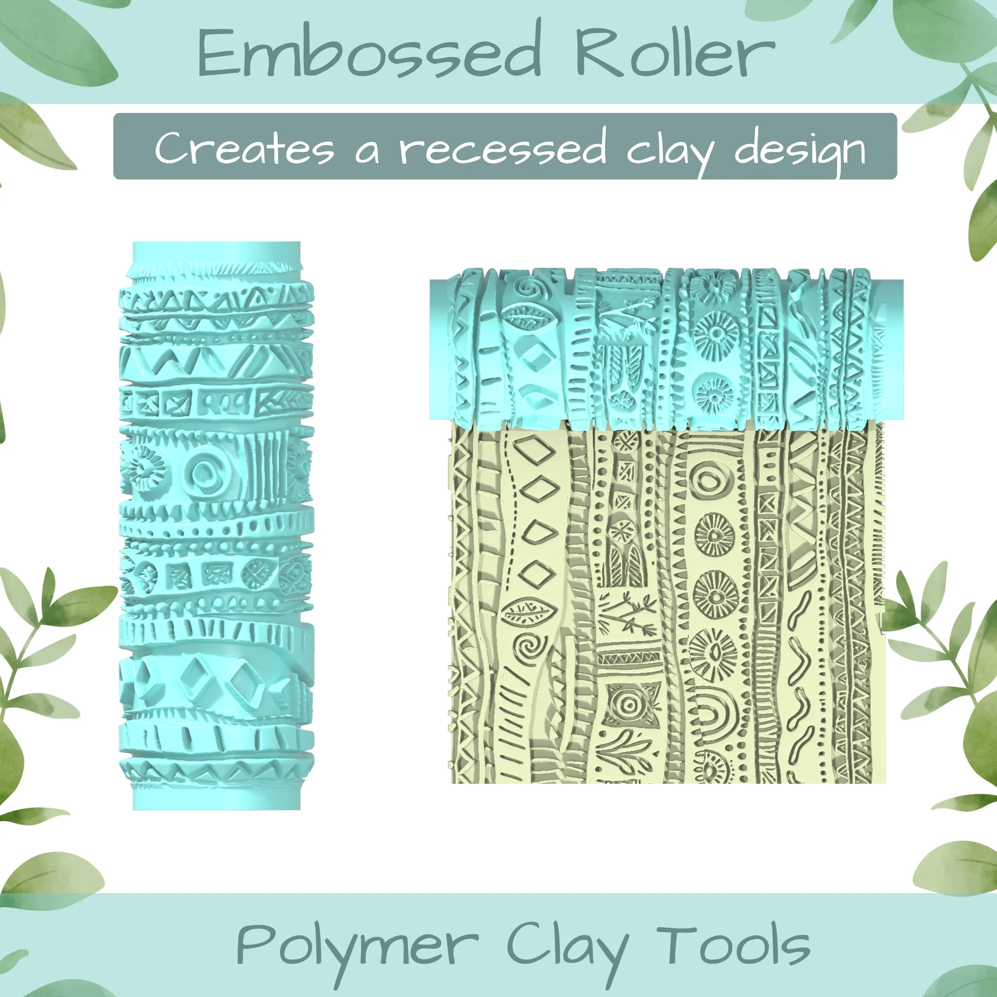 Tribal No. 1 Polymer Clay Texture Roller Duo