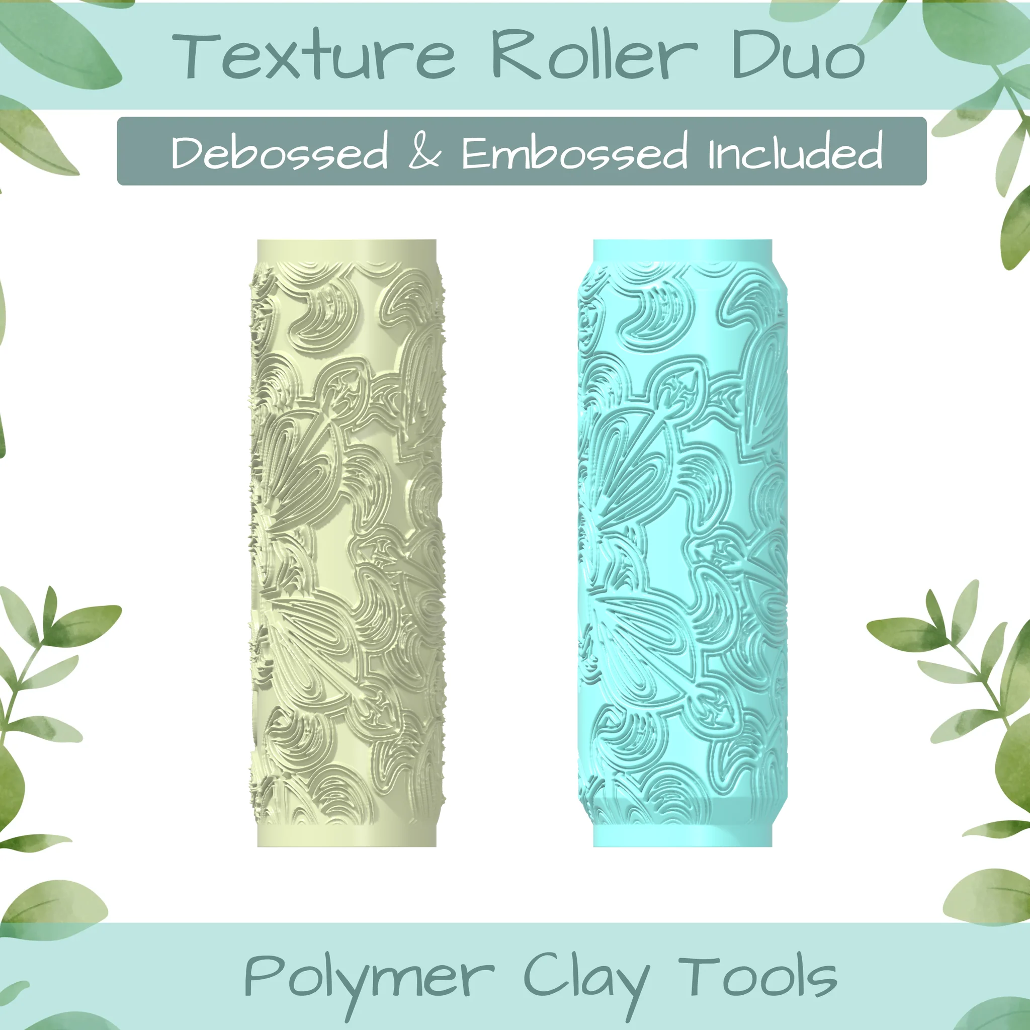 turtle Polymer Clay Texture Roller Duo