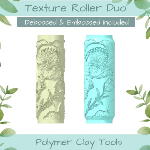 Venus Flytrap No. 2 Polymer Clay Texture Roller Duo - Image 1