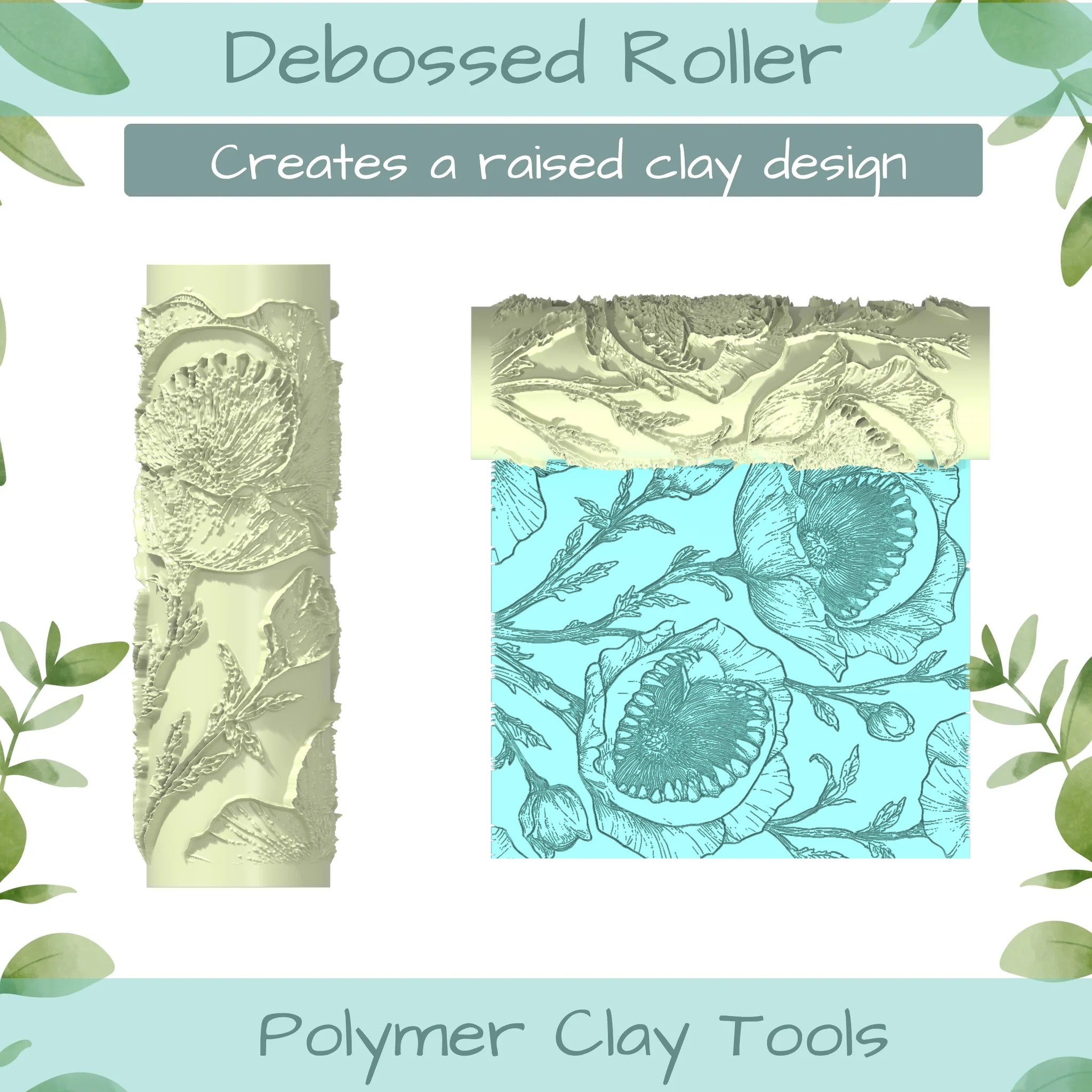 Venus Flytrap No. 2 Polymer Clay Texture Roller Duo