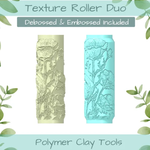 Venus Flytrap No. 3 Polymer Clay Texture Roller Duo - Image 1