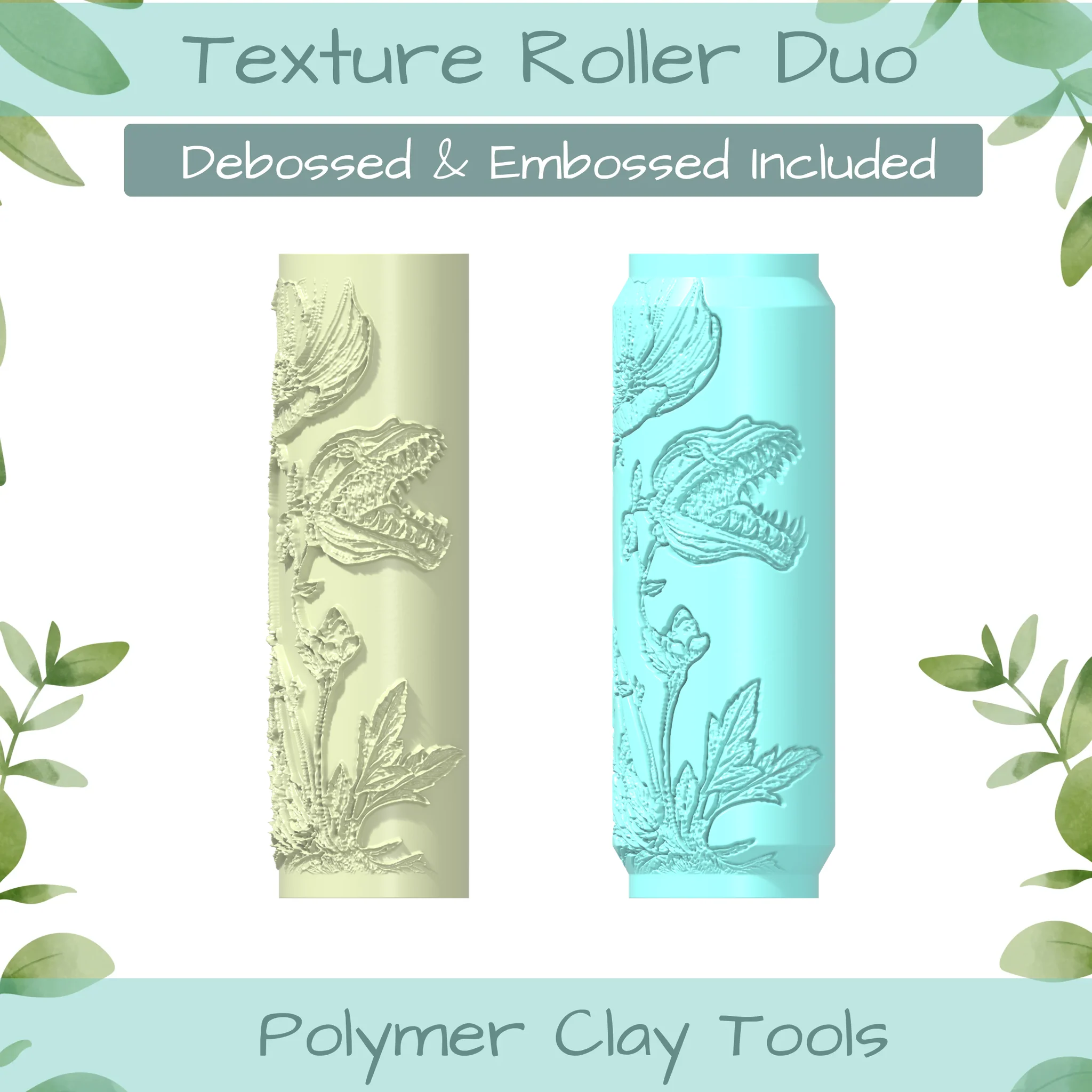 Venus Flytrap No. 4 Polymer Clay Texture Roller Duo
