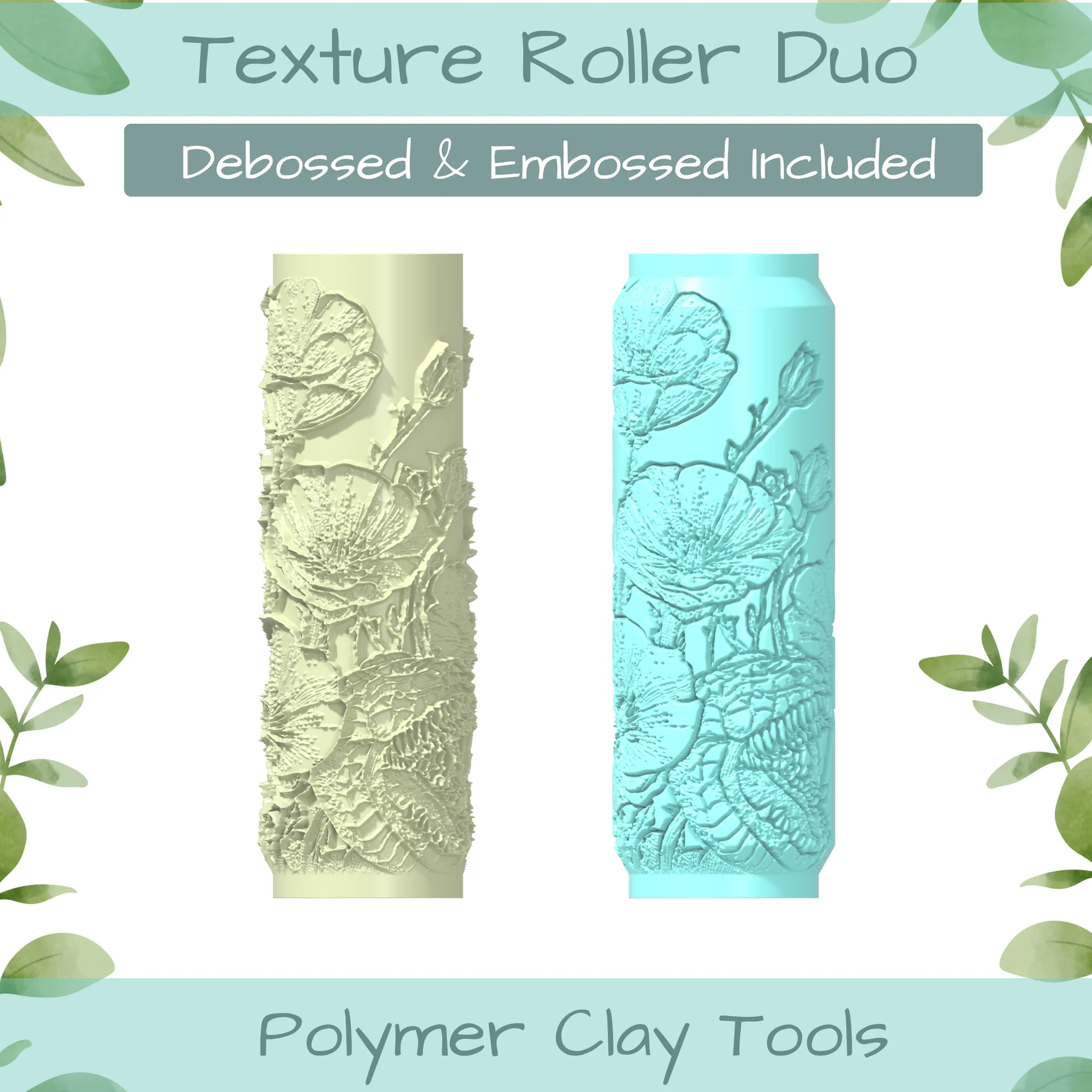Venus Flytrap No. 5 Polymer Clay Texture Roller Duo