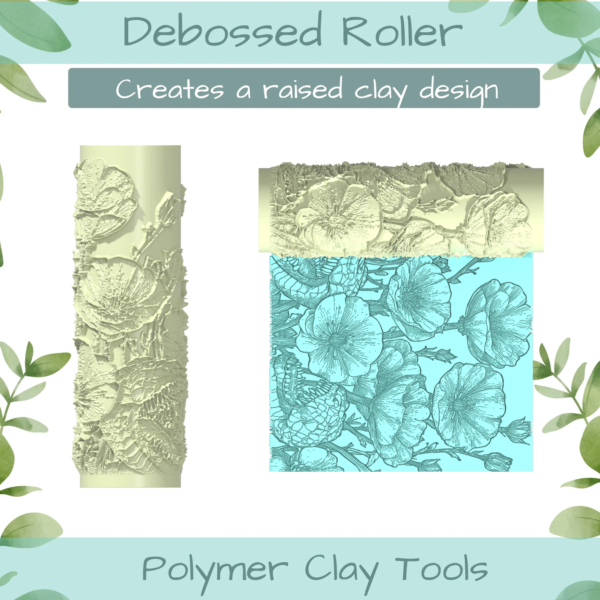 Venus Flytrap No. 5 Polymer Clay Texture Roller Duo