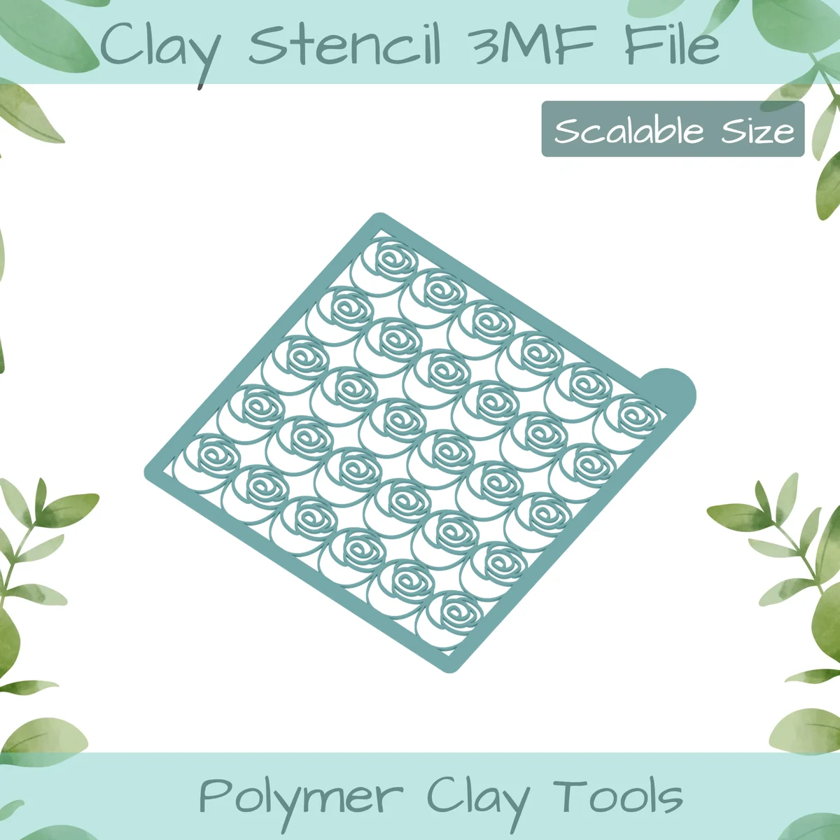 Rosebuds Polymer Clay Stencil