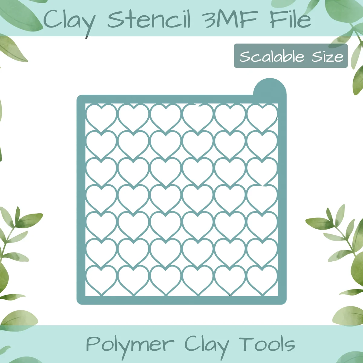 Hearts Polymer Clay Stencil