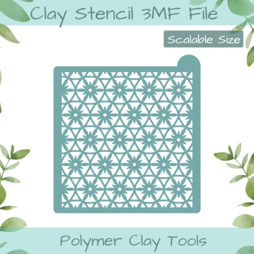 Snowflake Floral Polymer Clay Stencil - Image 1