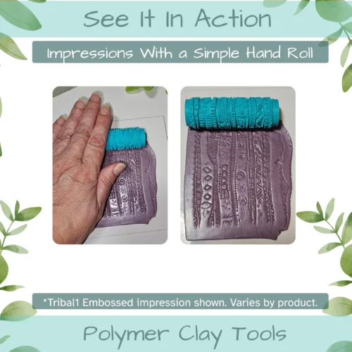 Boho Cat Polymer Clay Texture Roller Duo - Image 4